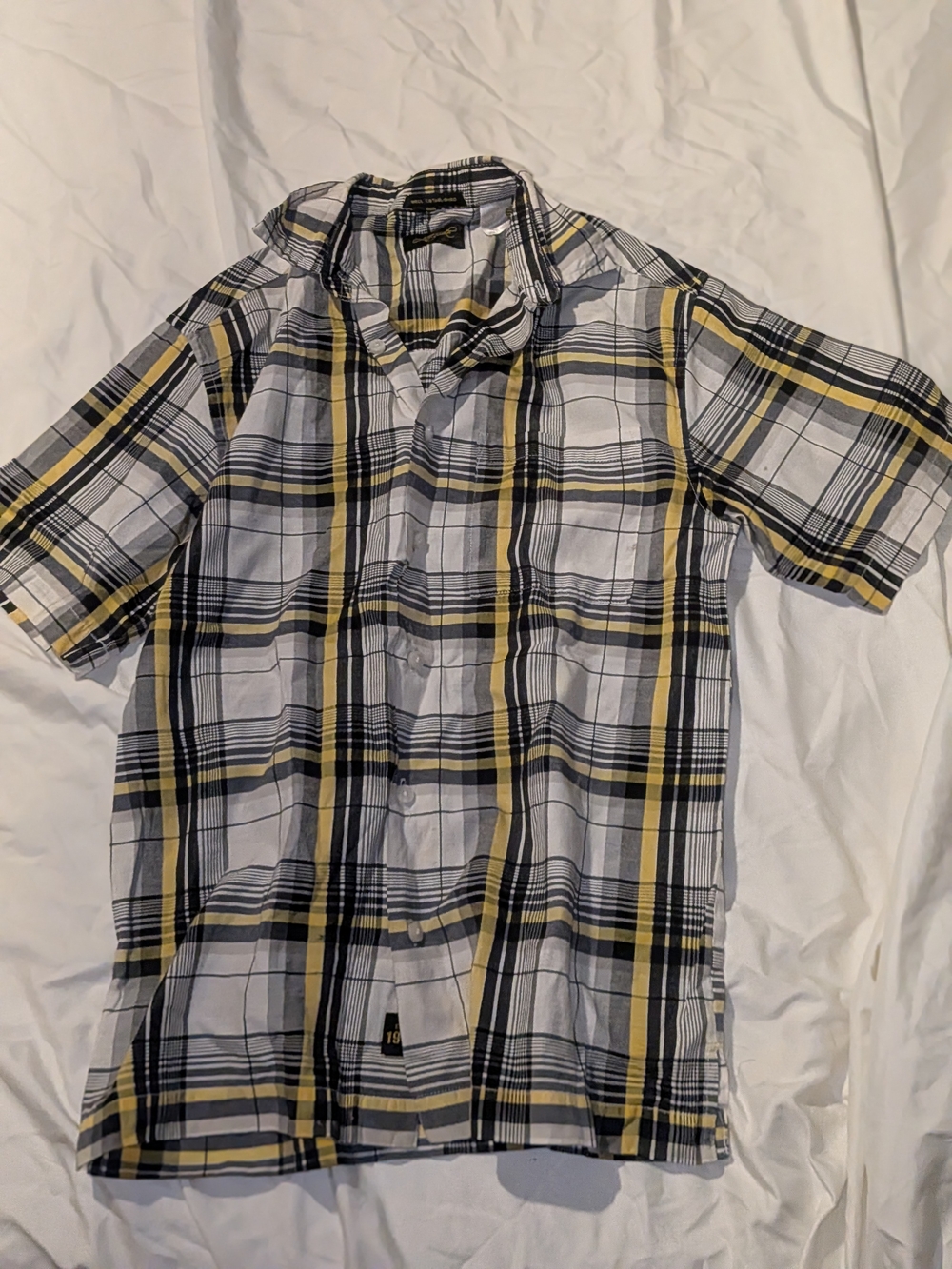Boys' Yellow & Black Plaid Short-Sleeve Button-Down Shirt